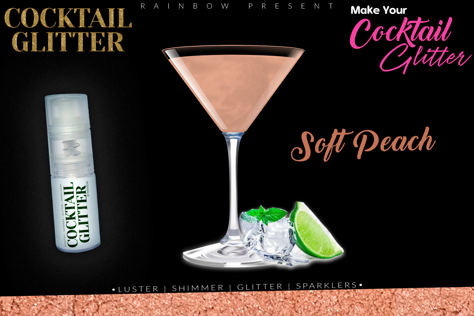 Cocktail Gloss Lustre Pearled Shimmer Shade | Edible | Peach